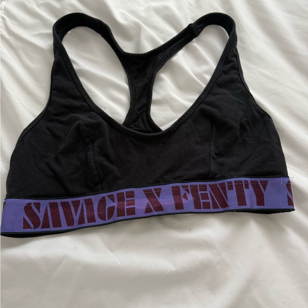 Savage X Fenty Black Sports Bra with Purple Band